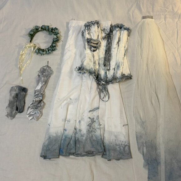 Corpse Bride Emily Custom Halloween Costume with Rib Detail Corset XS/S - Picture 3 of 8